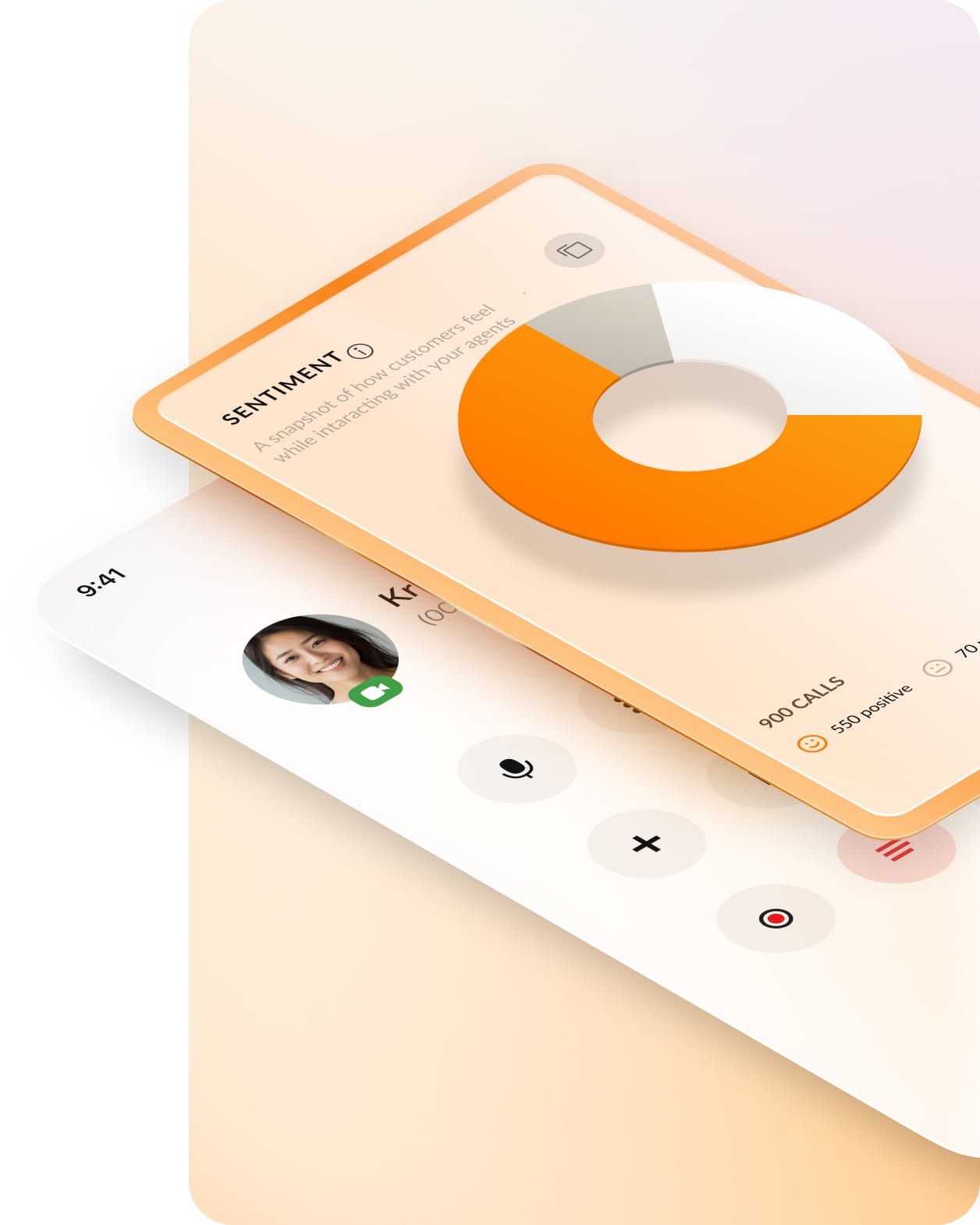 Une représentation 3D de la fonctionnalité d’analyse du ressenti dans l’application RingCentral