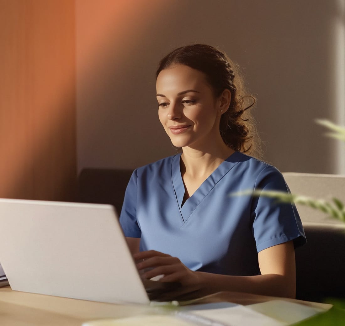 A healthcare professional attending a virtual consultation via RingCentral