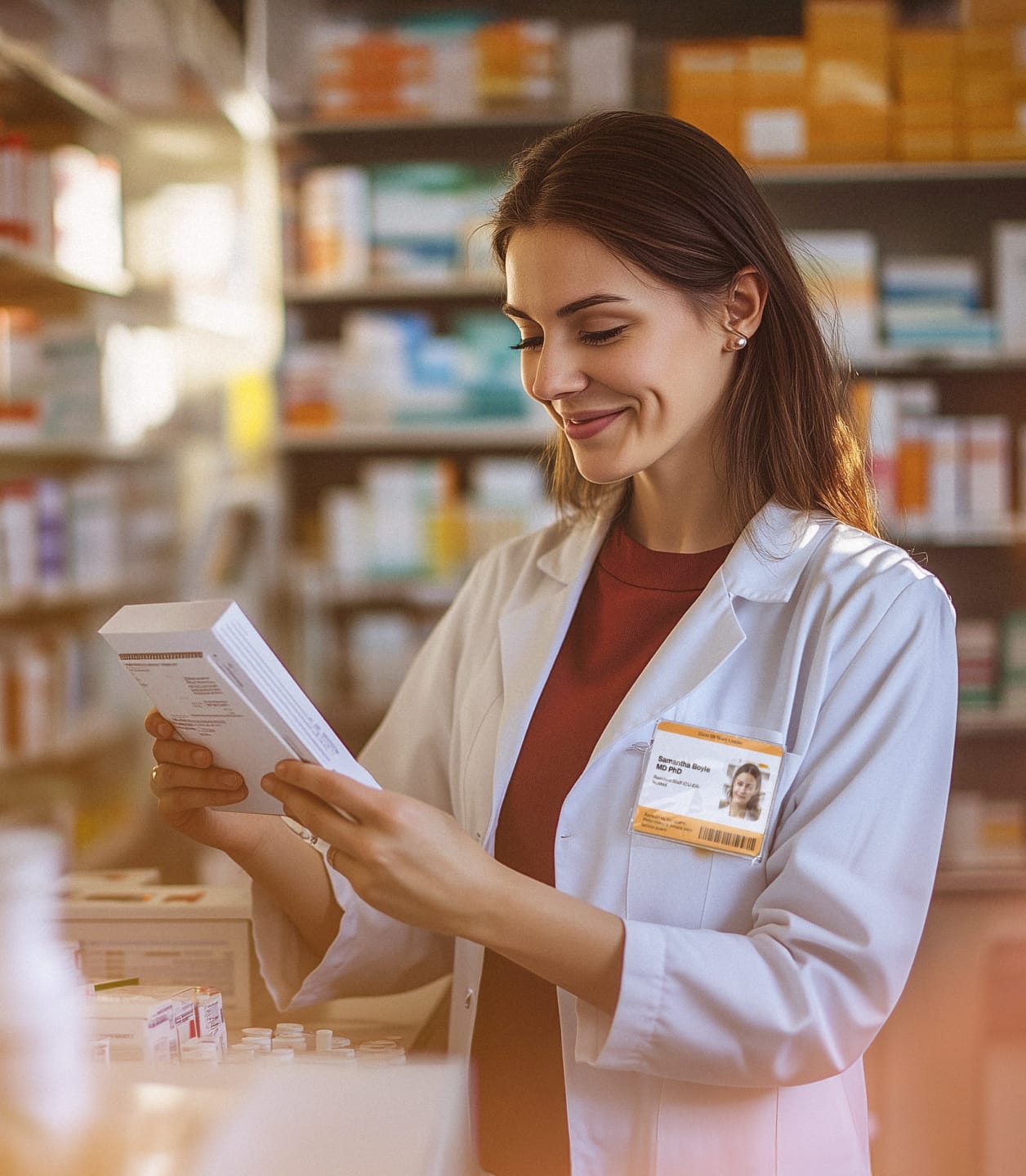 A female doctor checking the availability of medical supplies