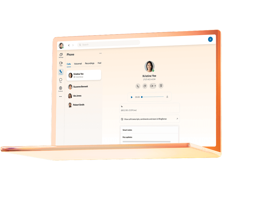 Phone feature on the RingCentral app, displayed on laptop