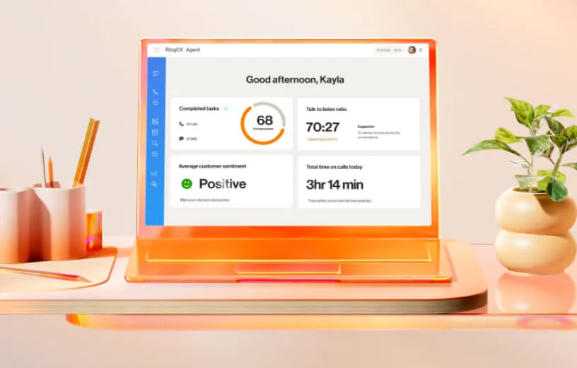 RingCentral RingCX app interface on a laptop screen