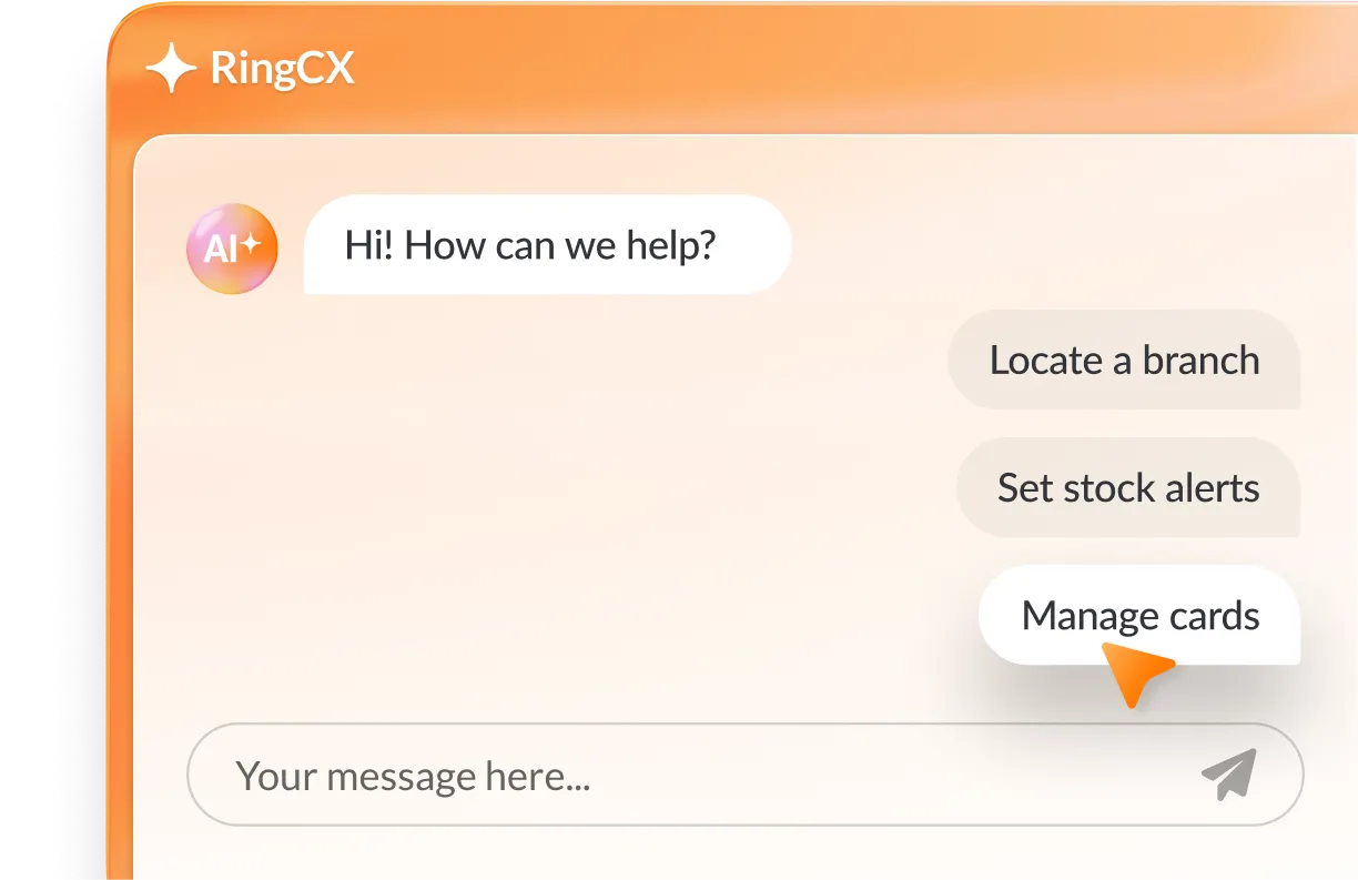 RingCX intelligent virtual agent assisting a customer
