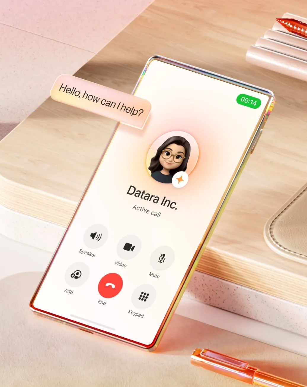 Ongoing call utilizing the RingCentral AI Receptionist feature on the mobile app