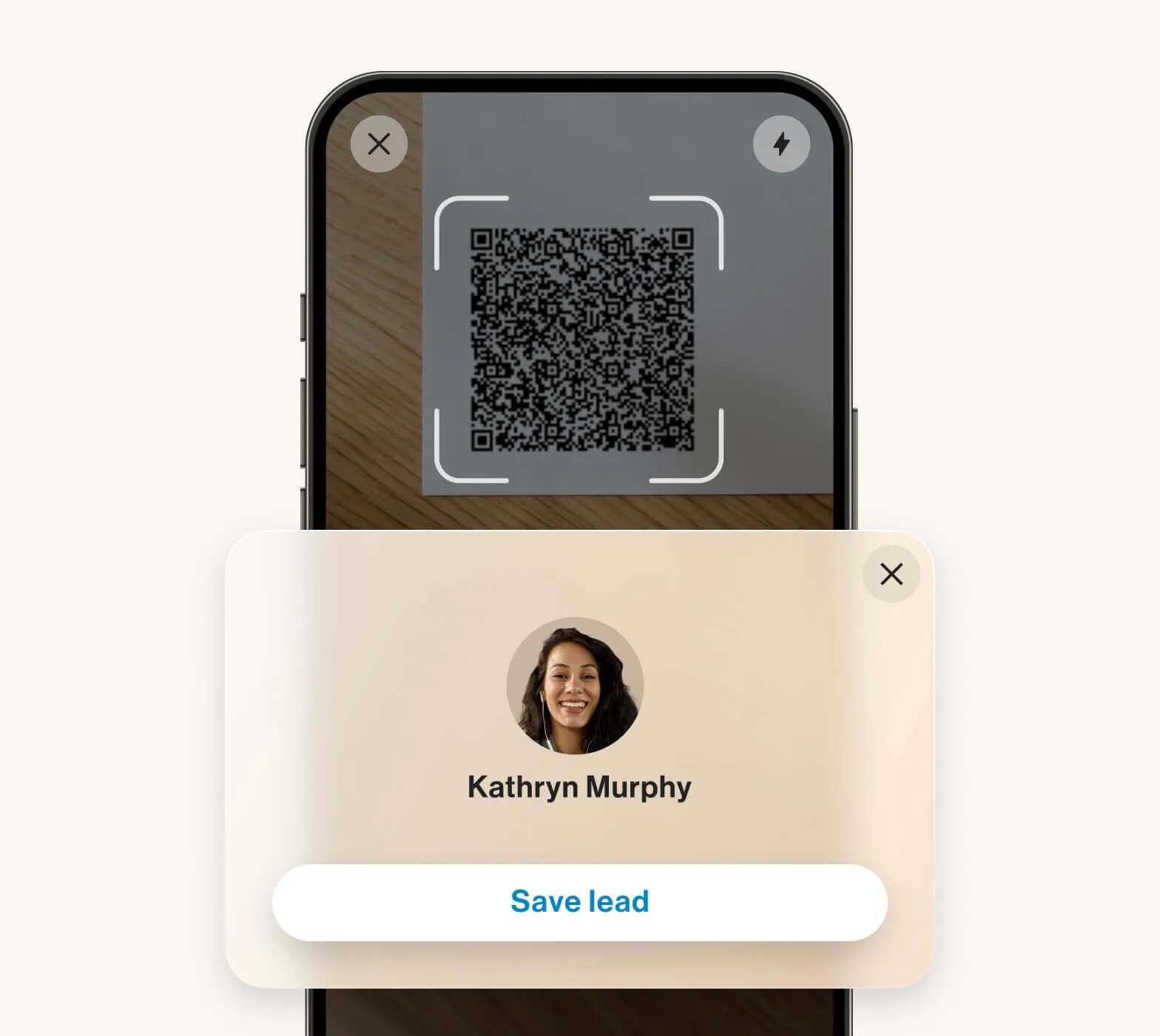 Ein vor Ort gescannter QR-Code wird als Lead gespeichert.