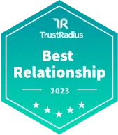 Abzeichen TrustRadius 2023 Best Relationship