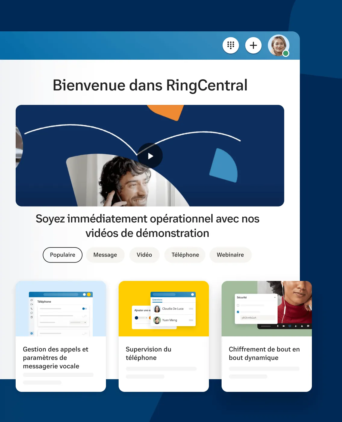 Capture d’écran de l’application de messagerie d’équipe RingCentral