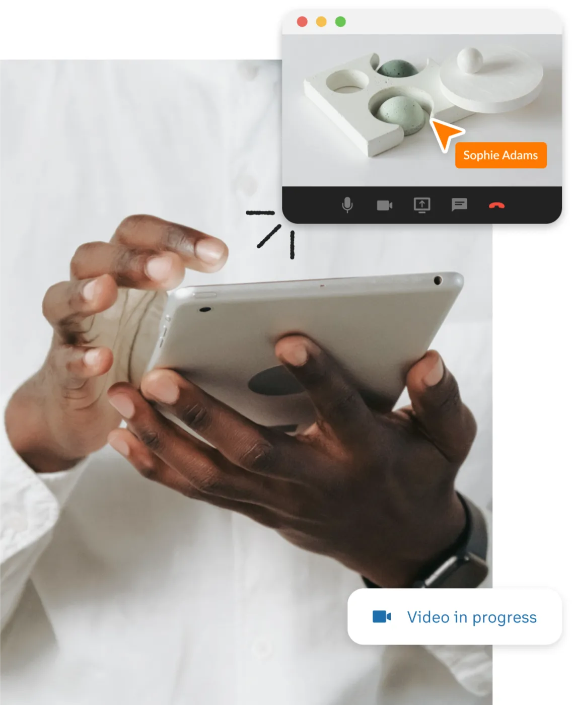Employee using the highly secure RingCentral Video from his mobile phone