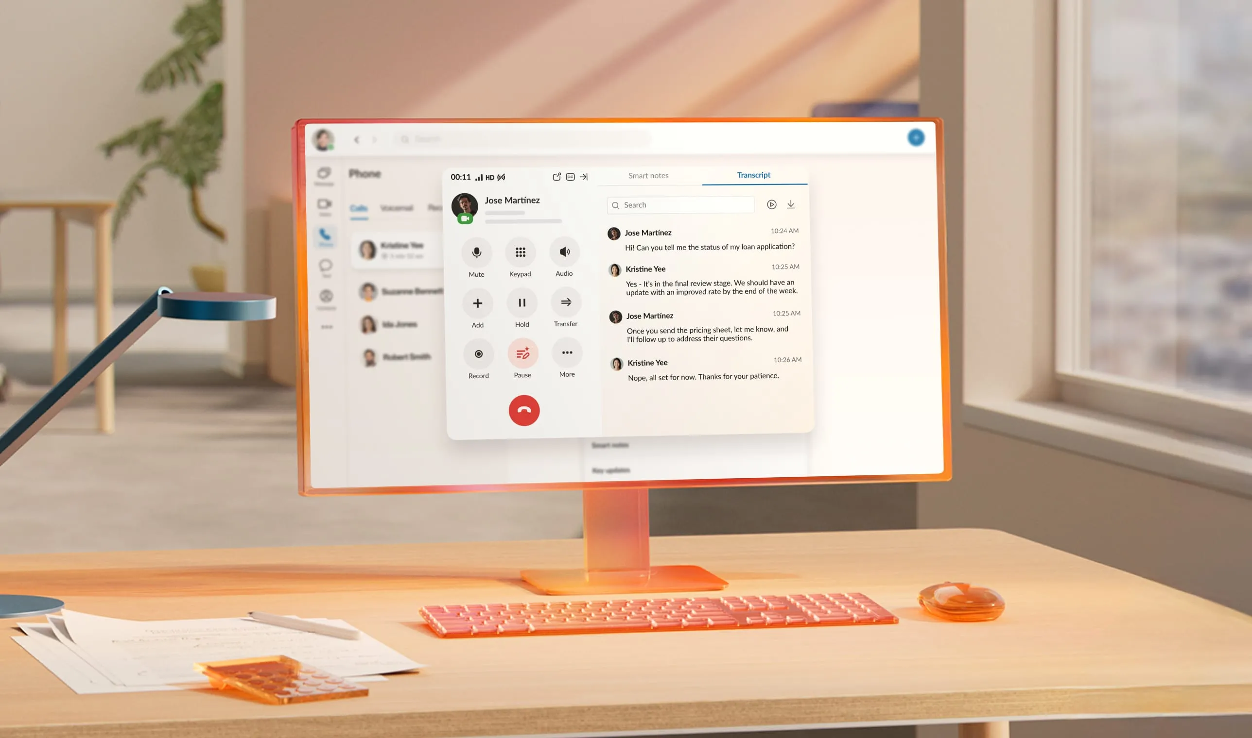 AI transcription displayed on RingCentral desktop and mobile app