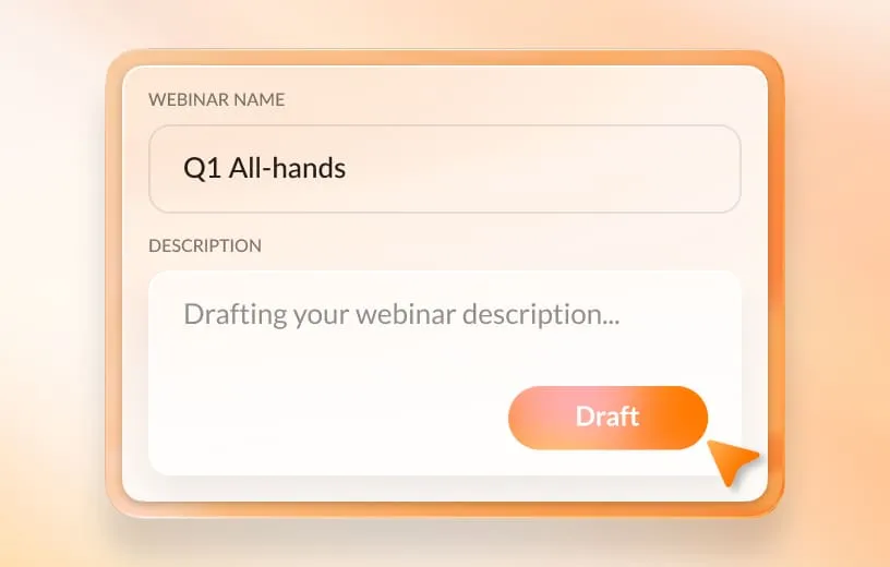 The RingCentral Webinar creation page where you can name and add description