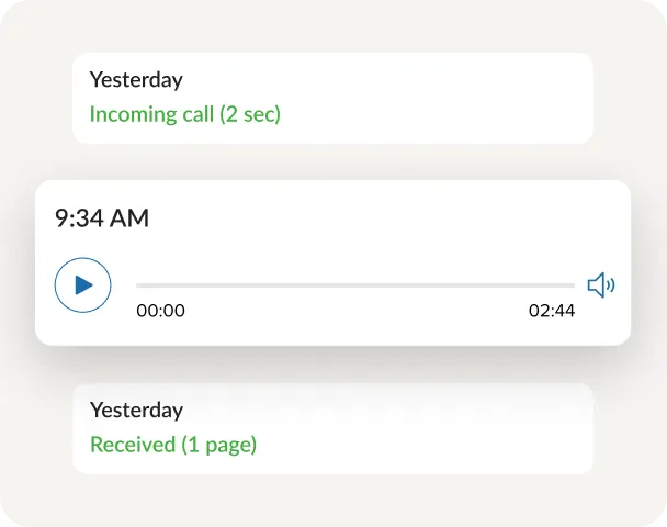 A voicemail received in the RingCentral app