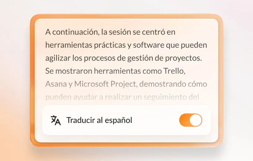 The smart translation option set to Spanish
