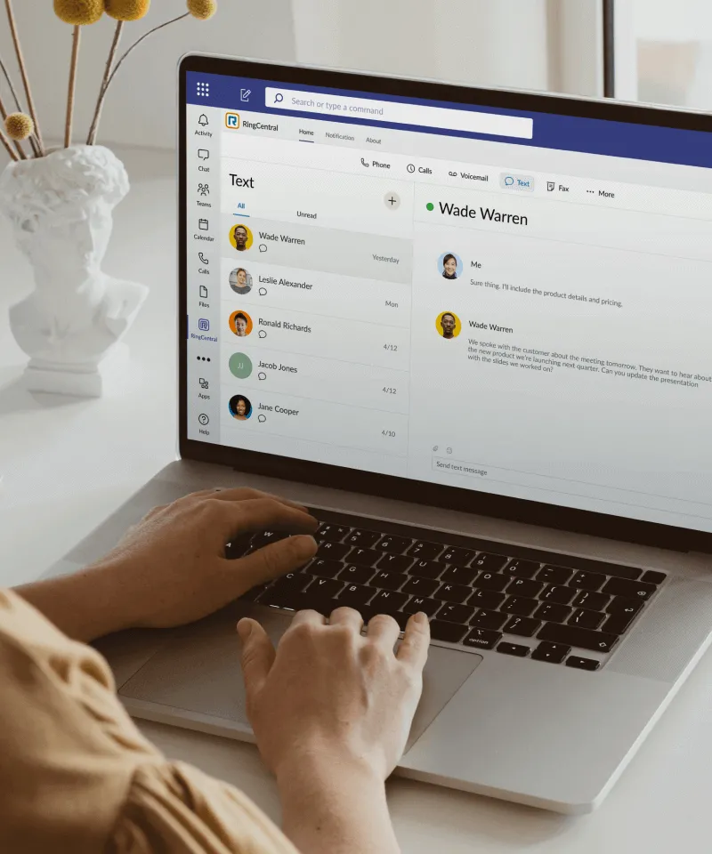 Ein Laptop-Bildschirm mit offener RingCentral App