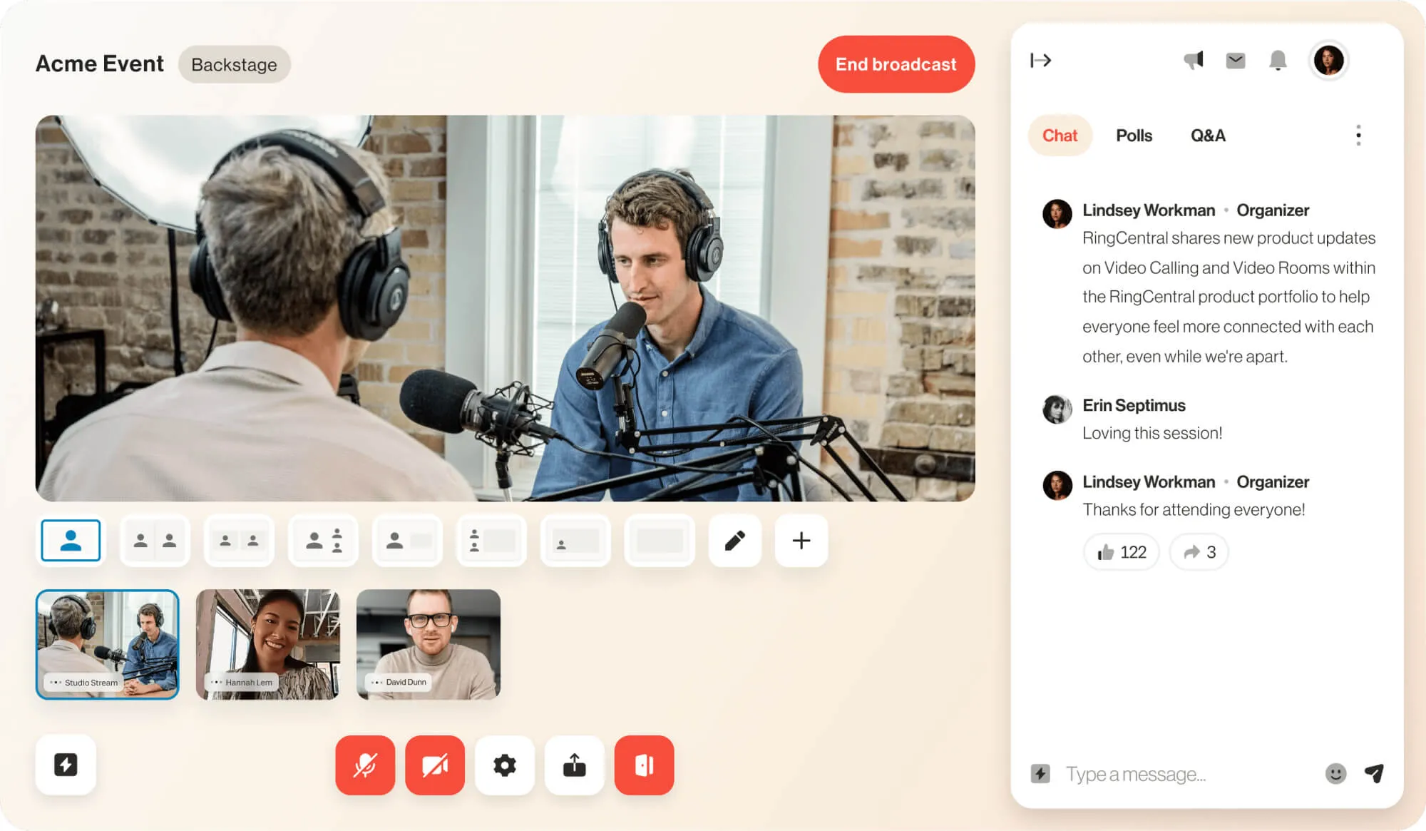 Ein über RingCentral Events übertragener Blick hinter die Kulissen eines Events