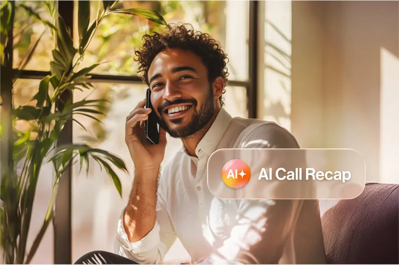 A man using the AI Conversation Expert call recap feature on his phone