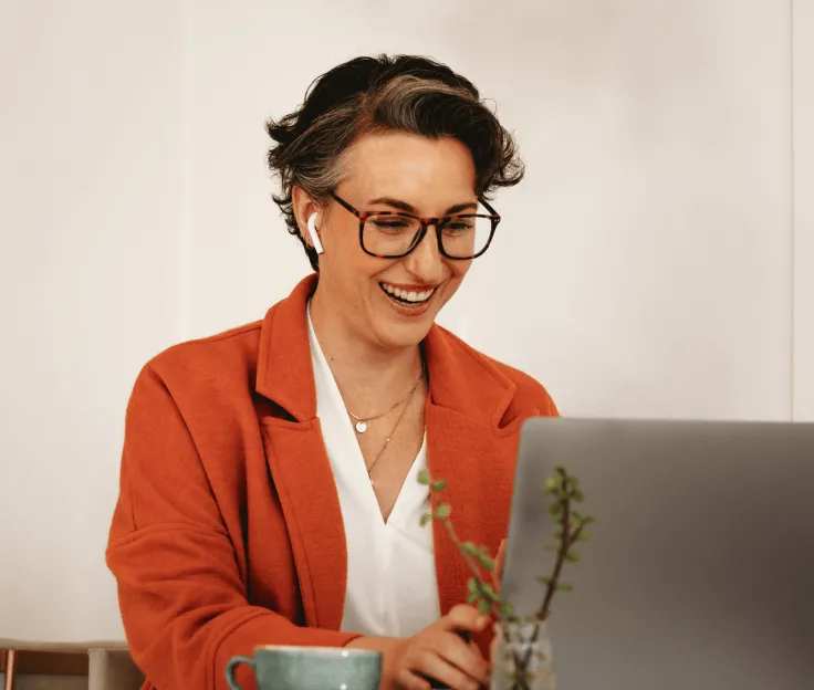 A woman working on her laptop