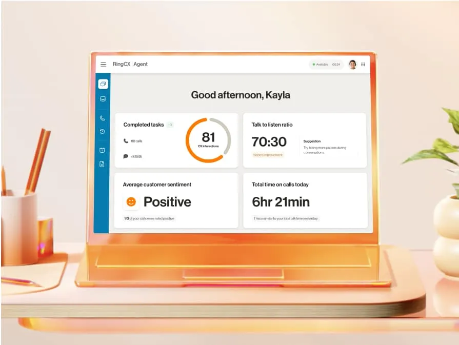 RingCX Agent dashboard