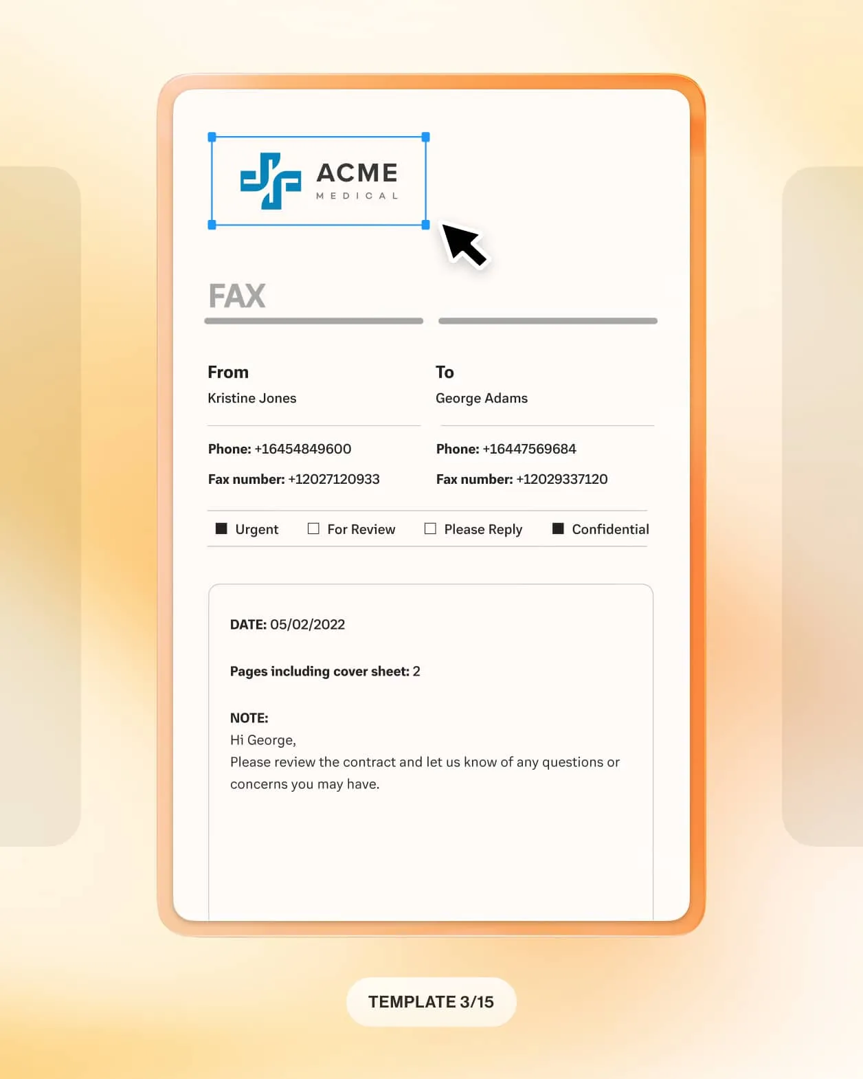 Sample digital fax displayed on RingCentral app